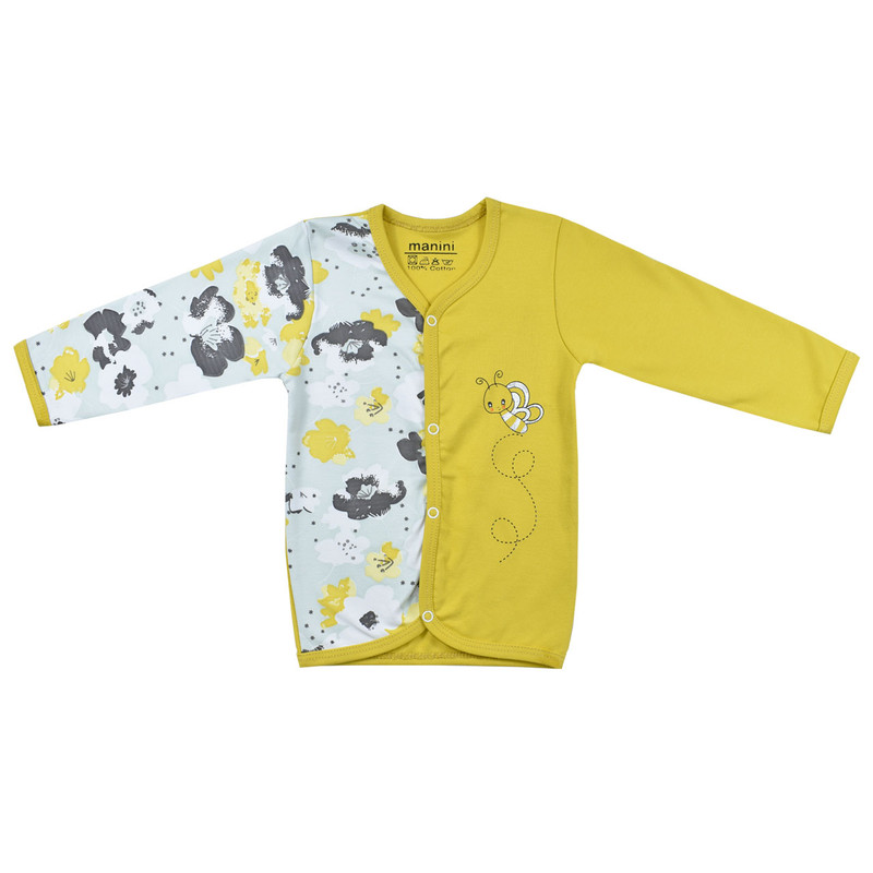 شومیز آستین بلند نوزادی مانینی مدل زنبور و گل