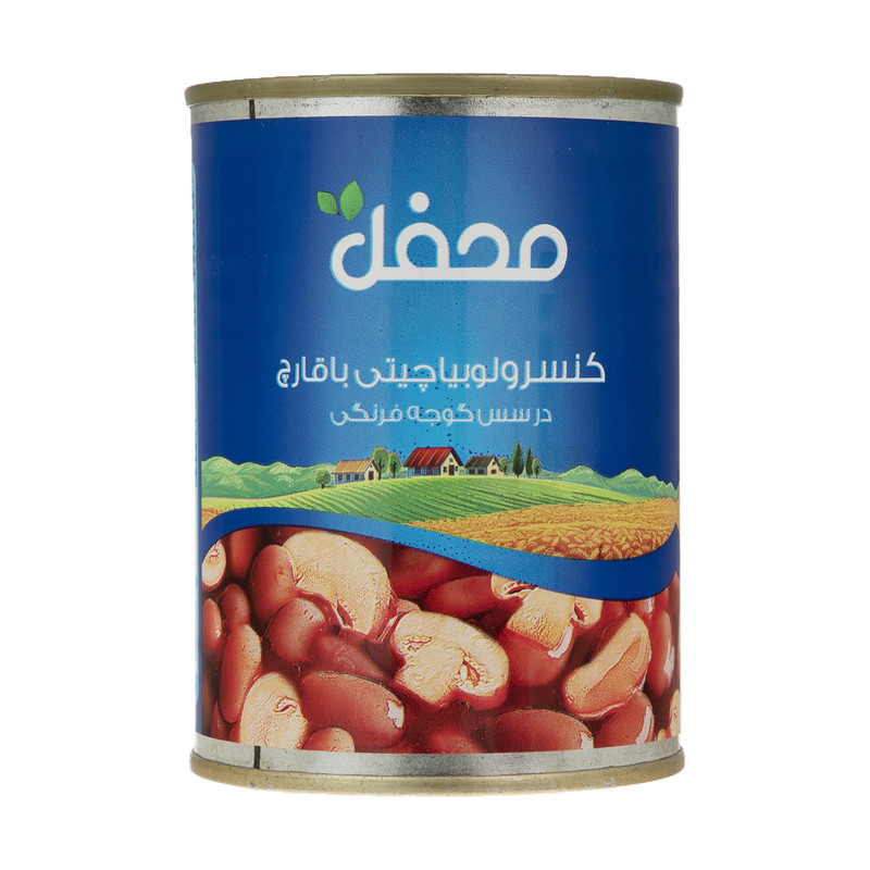 کنسرو لوبیا چیتی محفل با قارچ در سس گوجه فرنگی -380 گرمی