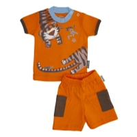 ست 2 تکه لباس نوزادی پسرانه آدمک کد 1668011 رنگ نارنجی