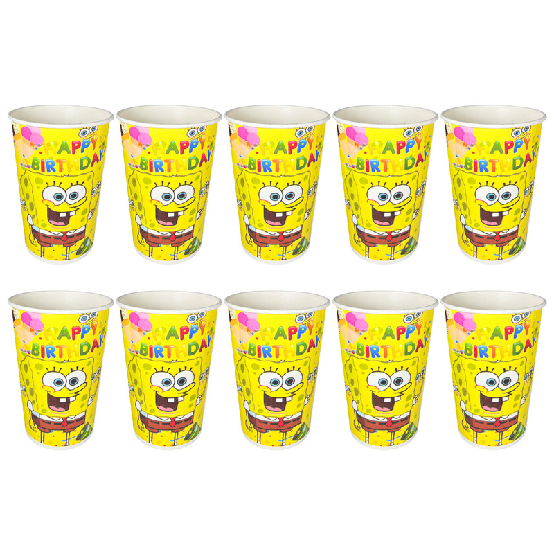 ظرف پاپ کورن مدل باب اسفنجی بسته 10 عددی