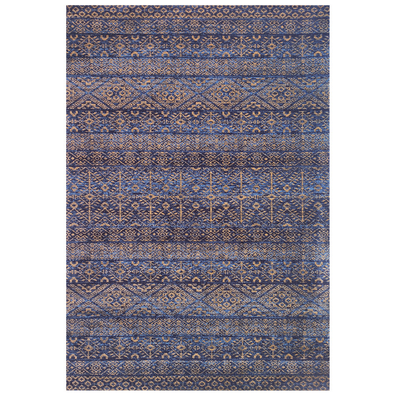 فرش ماشینی زمرد مشهد کد 602 زمینه سورمه ای آبی