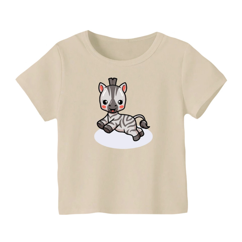 خرید و قیمت تی شرت آستین کوتاه بچگانه مدل گورخر کد ۱۷ رنگ کرم