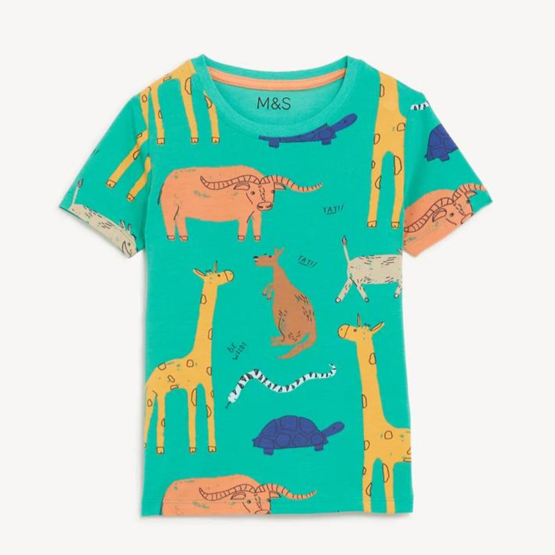 تی شرت آستین کوتاه پسرانه ام اند اس مدل حیوانات