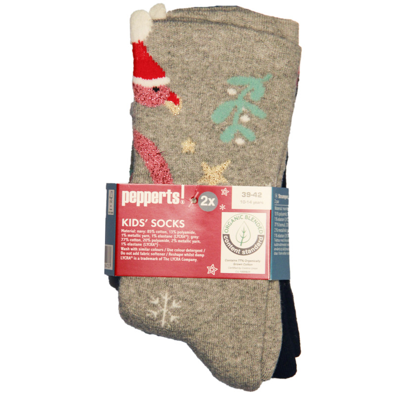 جوراب ساق بلند دخترانه پیپرتس مدل کریسمس بسته 2 عددی