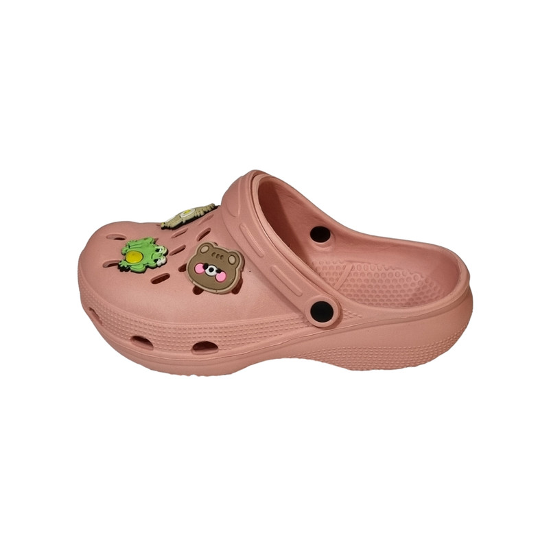 خرید و قیمت دمپایی دخترانه زیتون مدل کراکس جیبیتز استیکری PIN-008