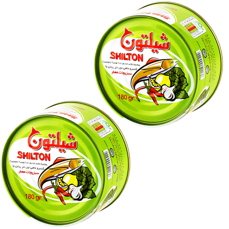 خرید و قیمت کنسرو ماهی تون در روغن شیلتون با طعم سبزیجات - 180 گرم بسته 2 عددی