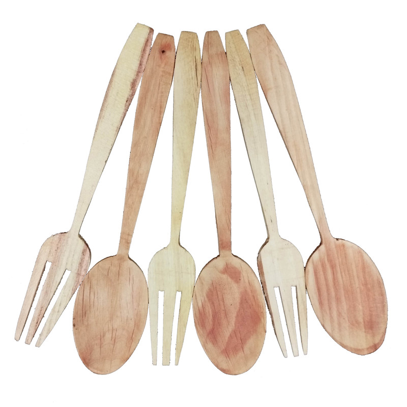 خرید و قیمت ست قاشق و چنگال چوبی کد 061 مجموعه 6 عددی