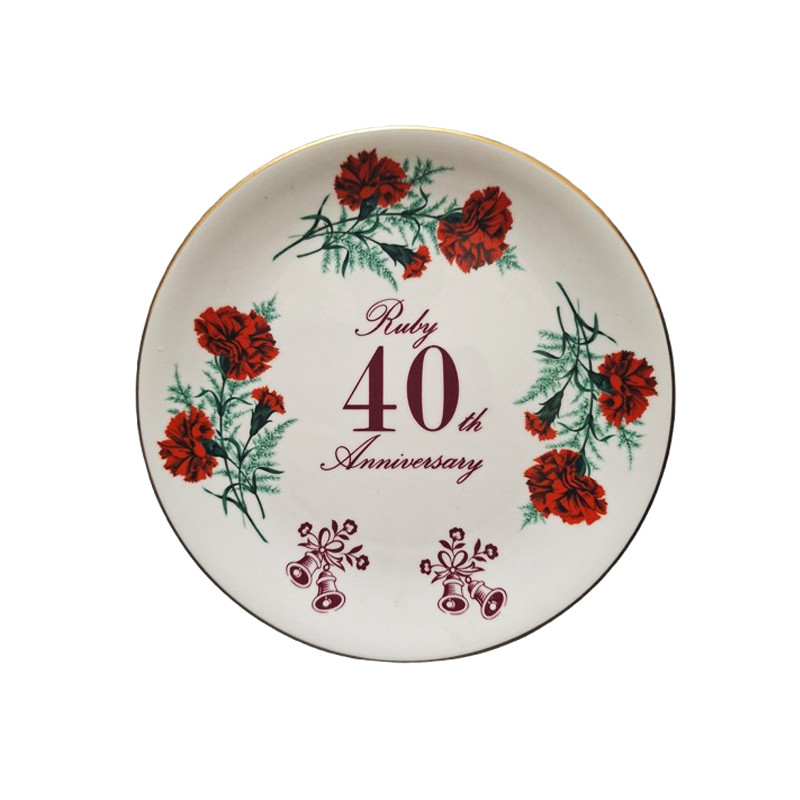 بشقاب چینی مدل چهلمین سالگرد یاقوت طرح گل کد England