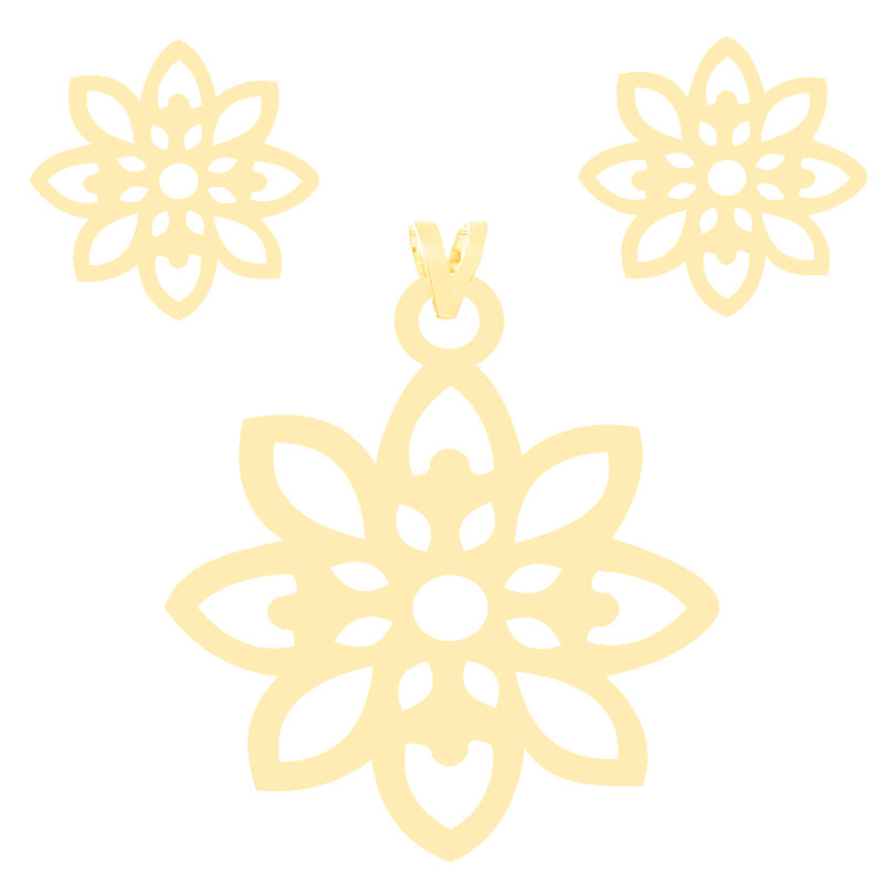 خرید و قیمت نیم ست طلا 18 عیار زنانه کرابو طرح گل مدل Kr8067