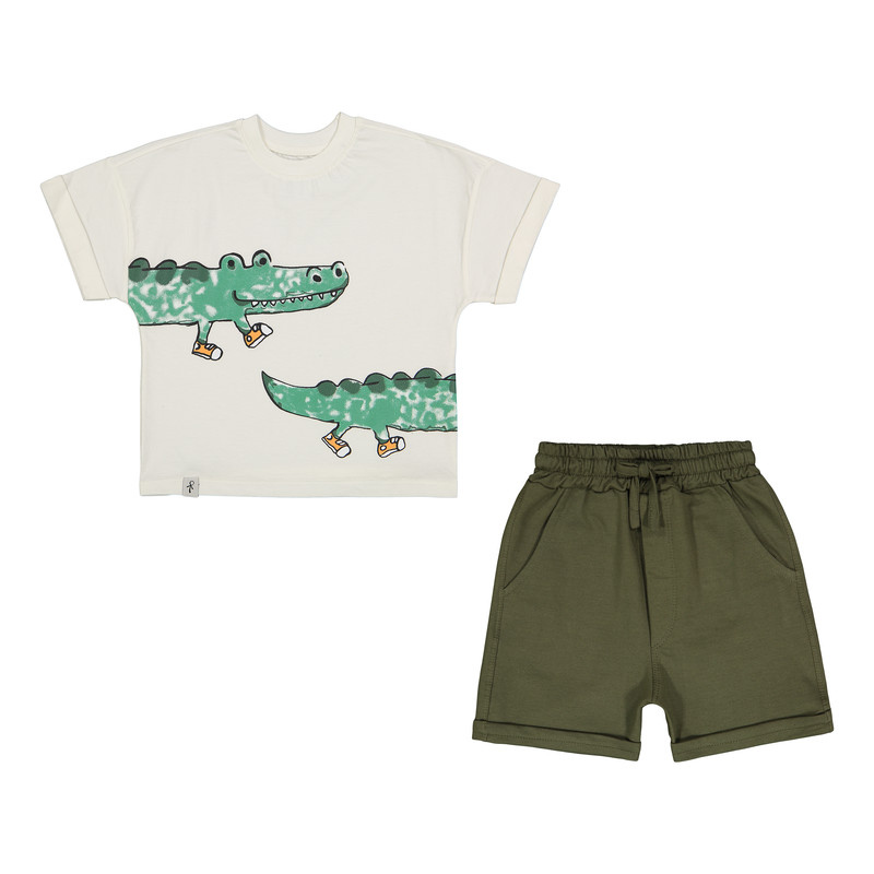 خرید و قیمت ست تی شرت و شلوارک پسرانه سون پون مدل 1571 رنگ سفید