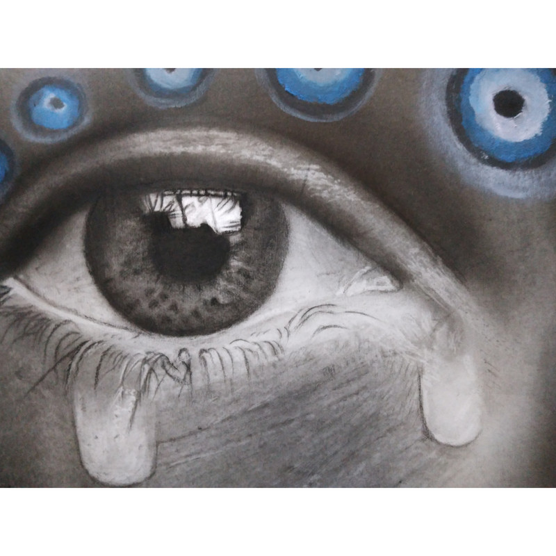 تابلو نقاشی سیاه قلم طرح چشم نظر