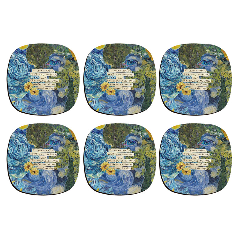 زیر لیوانی ترمه طراحان ایده مدل پترن ون گوگ کد strm1052 - بسته شش عددی