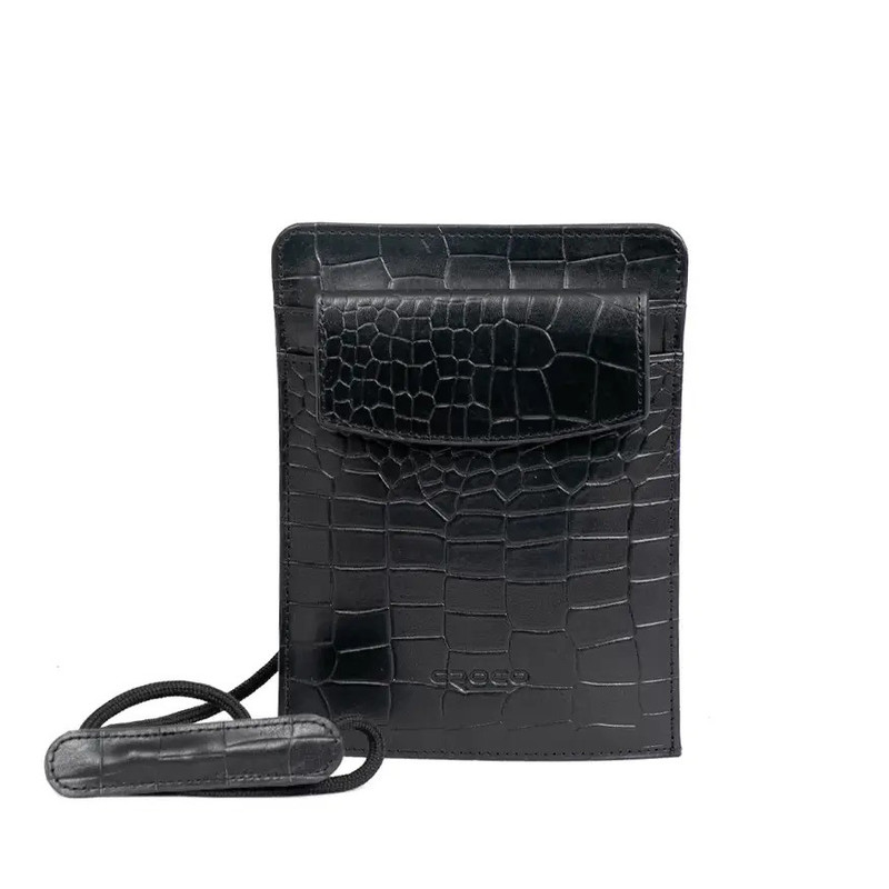 کیف پول چرم کروکو مدل ژولیا رنگ مشکی