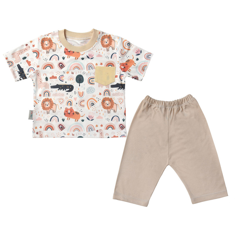 ست تی شرت آستین کوتاه و شلوارک بچگانه سپیدپوش کد 140701