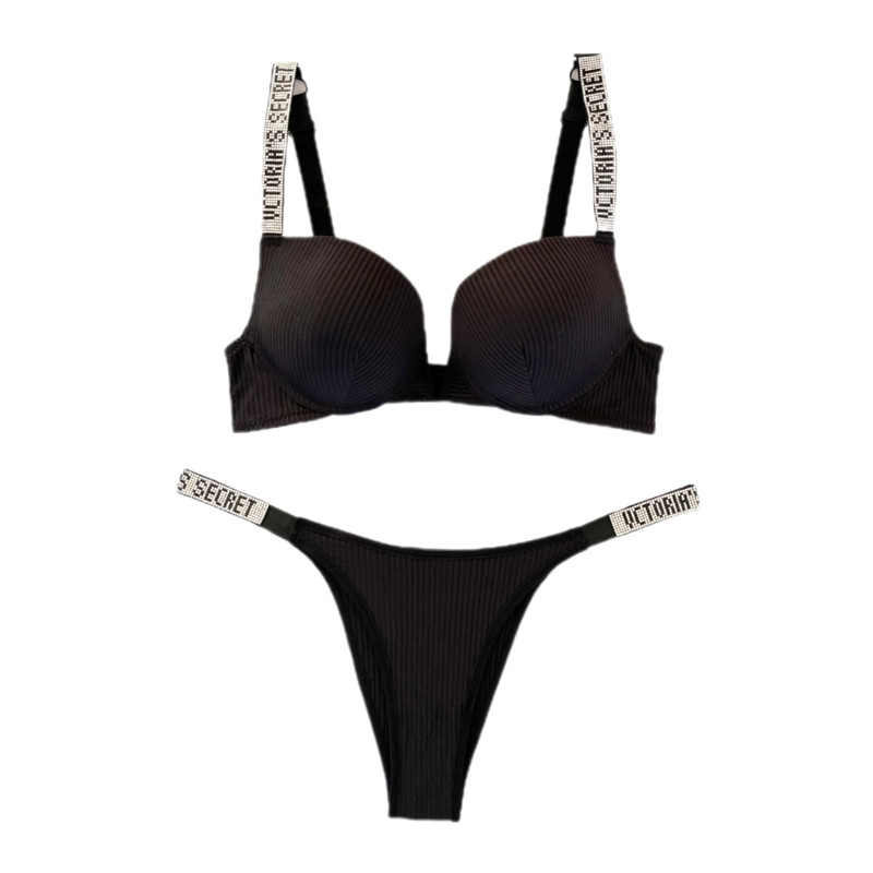 خرید و قیمت ست شورت و سوتین زنانه مدل اسفنجی فنردار نگین دار رنگ مشکی