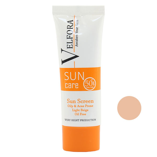 کرم ضد آفتاب رنگی ولفرا spf50 مدل 05 مناسب پوست های چرب و حساس وزن 40 گرم