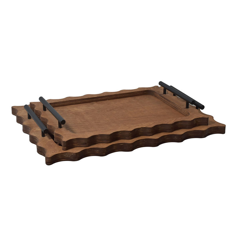 خرید و قیمت سینی پیشواز صنعت مدل چوبی بسته دو عددی