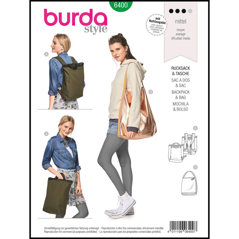 الگو خیاطی کیف دستی و کوله پشتی بوردا استایل کد 6400