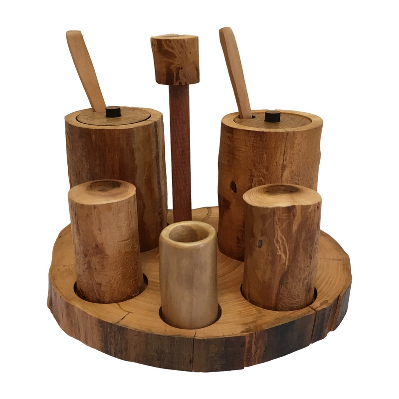 خرید و قیمت ست جا ادویه و خلال دندان 5 پارچه آرونی طرح روستیک مدل REBEKA