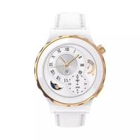 ساعت هوشمند هیوامی مدل میس HW3 MINI رنگ سفید بدنه و بندسفید با دور گیری طلایی