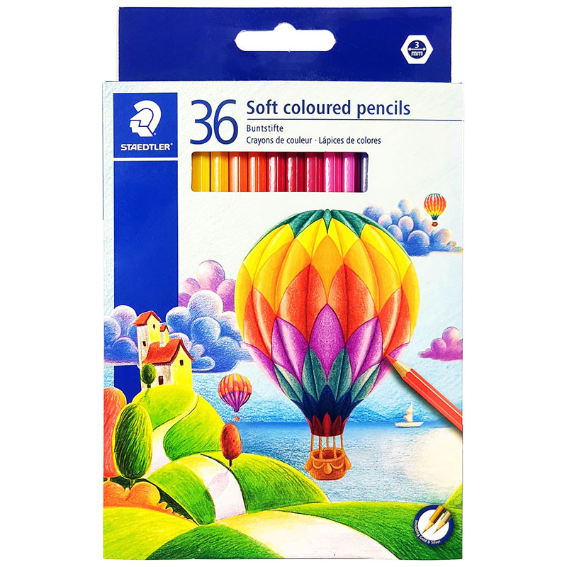 مداد رنگی 36 رنگ استدلر مدل Soft coloured pencils طرح بالنها کد 143C36LJ