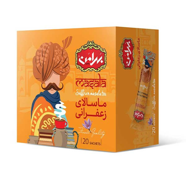 پودر چای ماسالای زعفرانی بهرامن - 21 گرم بسته 20 عددی