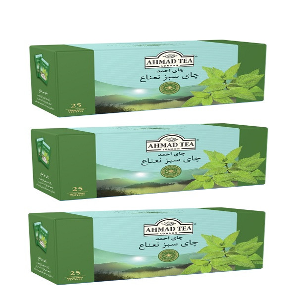 چای کیسه ای سبز نعناع احمد - سه بسته 25 عددی