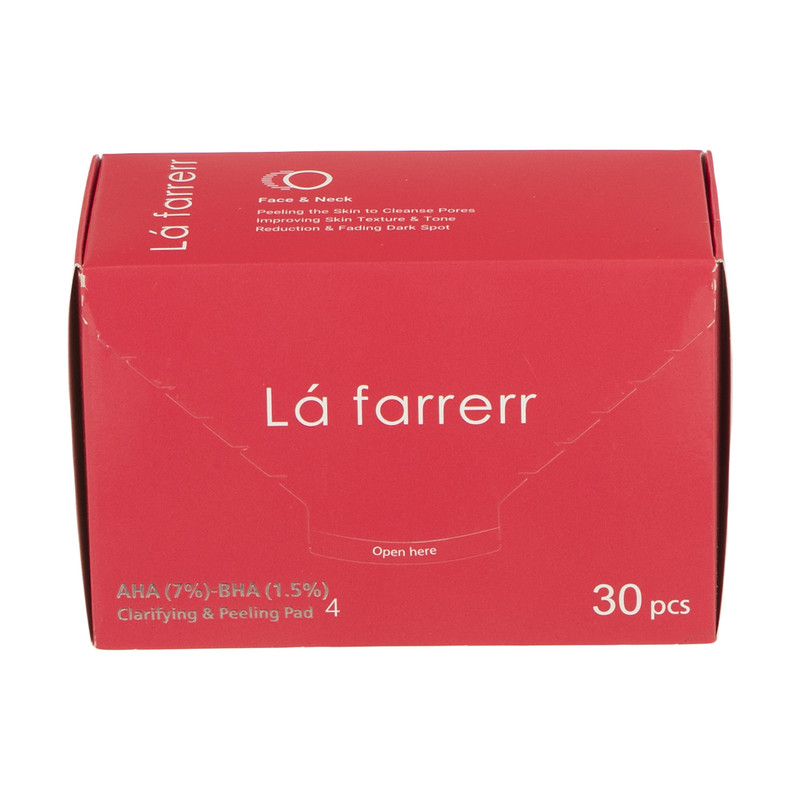پد پاکسازی و جوانسازی پوست لافارر مدل AHA7%-BHA1.5% بسته 30 عددی