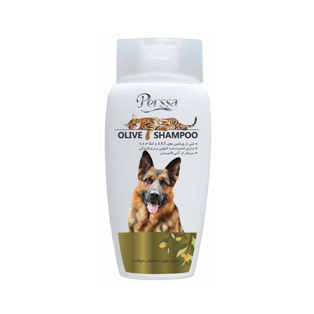 خرید و قیمت شامپو رطوبت دهنده پوست و موی حیوانات پرسا مدل زیتون حجم 250 میلی لیتر