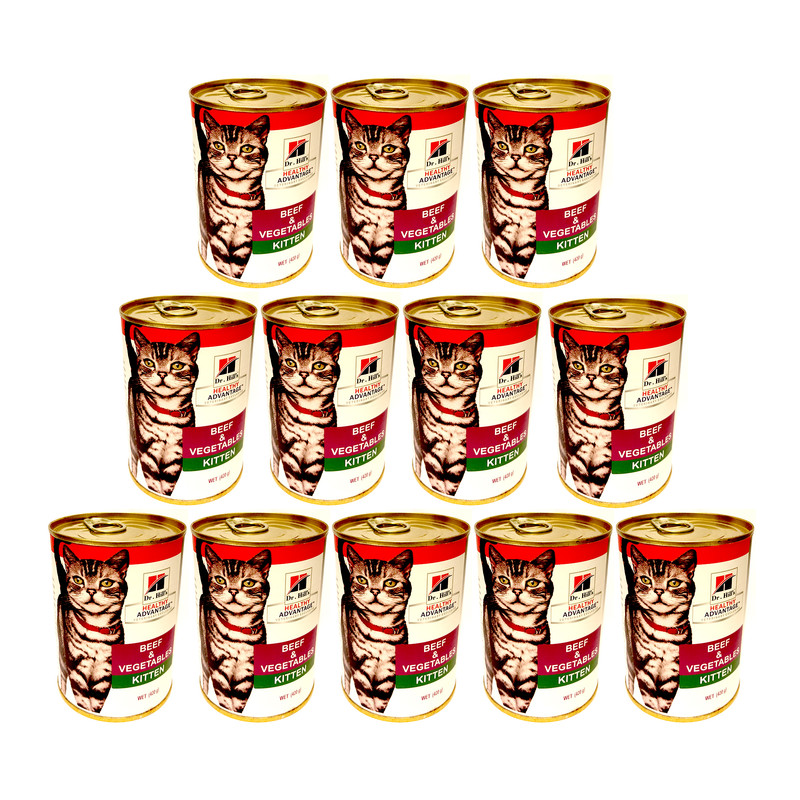 کنسرو غذای گربه کیتن دکتر هیلز مدل بیف وزن 420 گرم بسته 12عددی