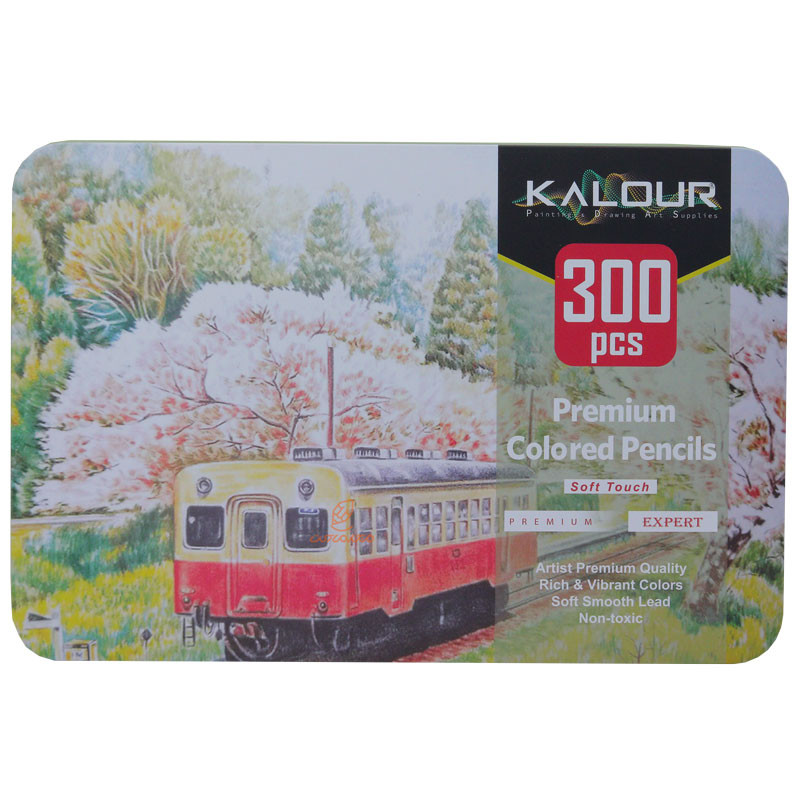 مداد رنگی 300 رنگ کالور مدل جعبه فلزی