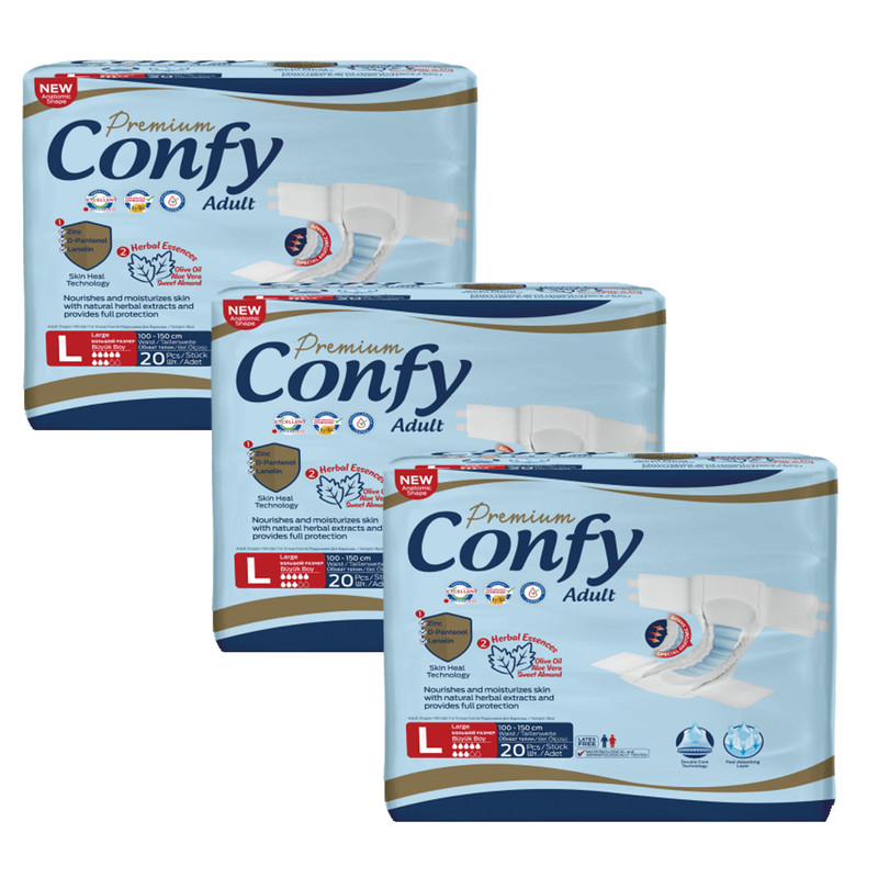 پوشک بزرگسال کانفی کد Pa7444 سایز لارج مجموعه 3 عددی