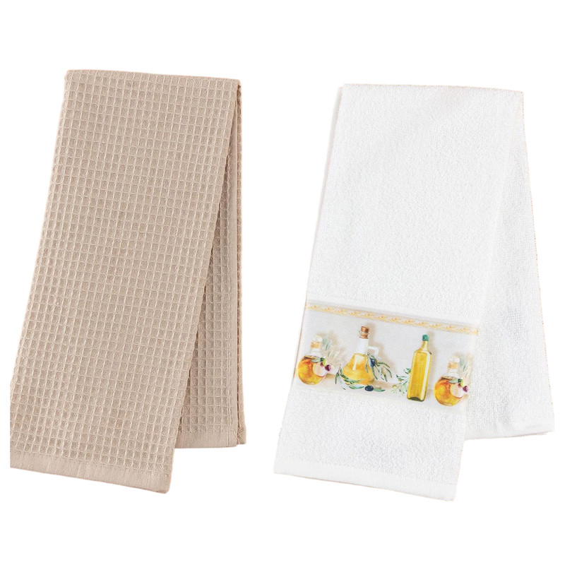 حوله و دستمال آشپزخانه مادام کوکو مدل Fantina مجموعه دو عددی