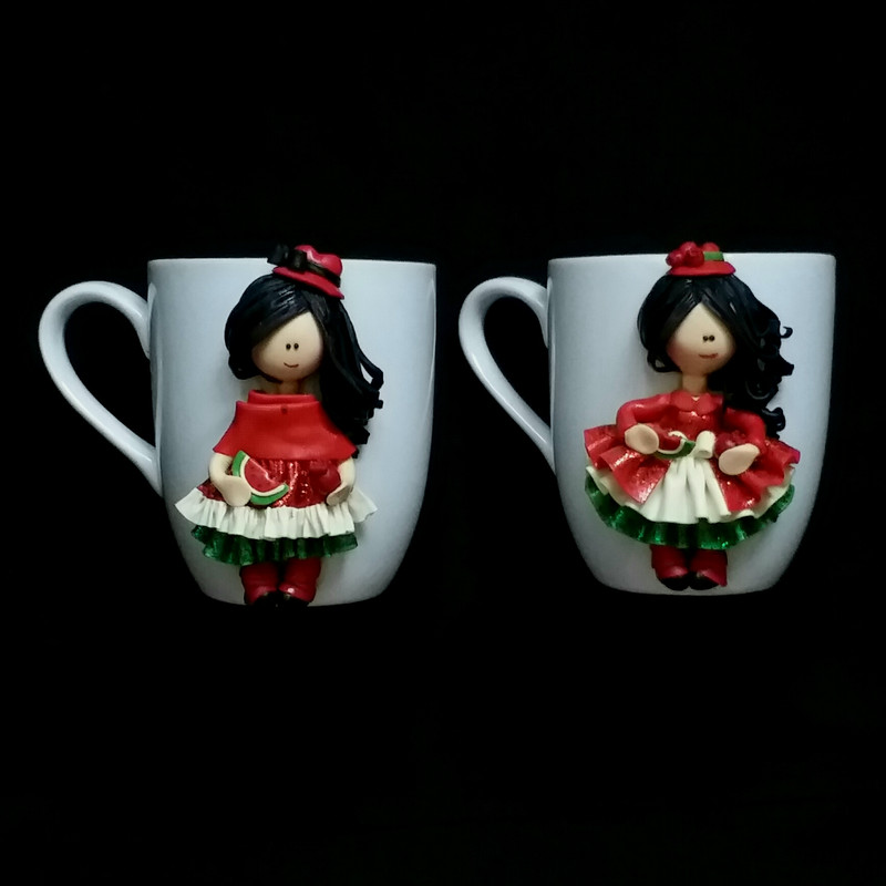 ماگ سرامیکی مدل هندوانه و انار کد L636 مجموعه 2 عددی