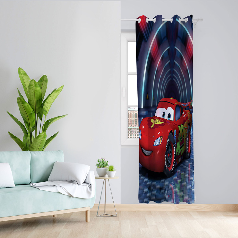 پرده مدل کارتون ماشین ها مخمل پانچی کد 1202 سایز 140x280 سانتی متر