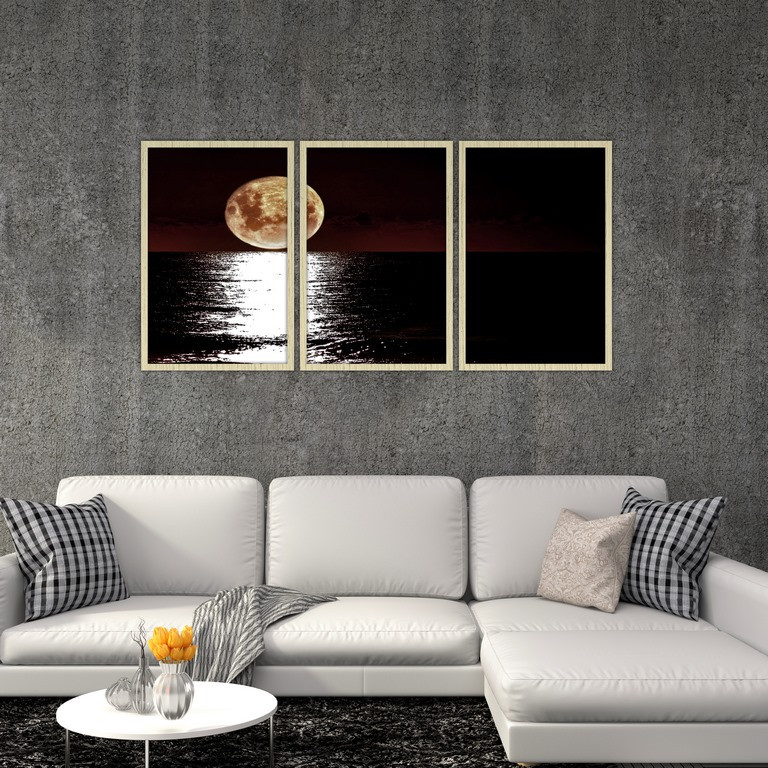 تابلو بکلیت طرح نقاشی مهتاب مدل B-S4845 مجموعه 3 عددی