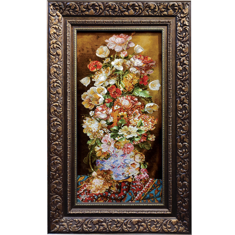 تابلو فرش دستبافت طرح گل رز مدل RAR 15