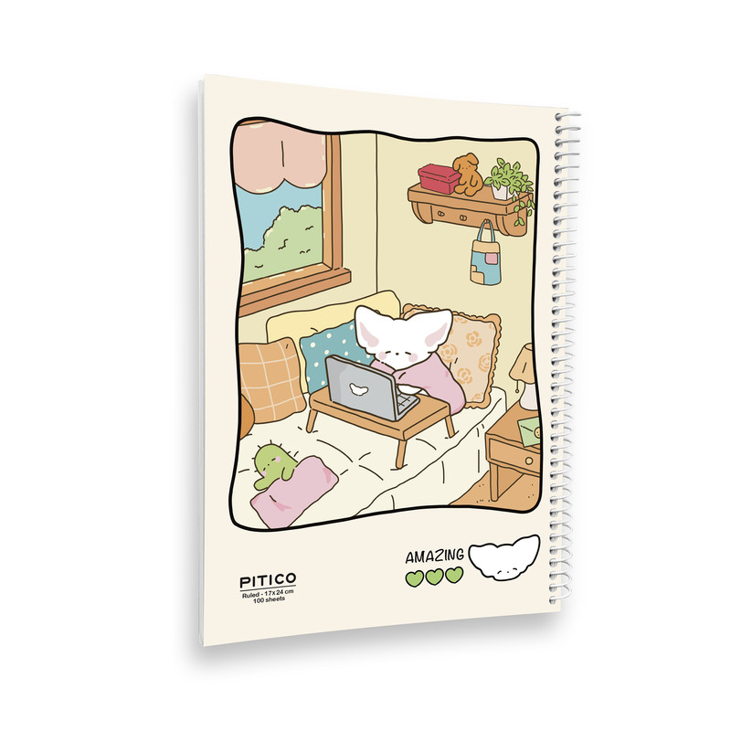 خرید و قیمت دفتر مشق 100 برگ پیتیکو مدل مجلد طرح گربه کیوت کد 385