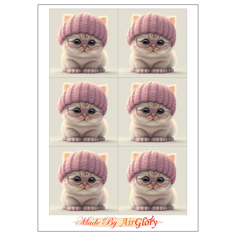 برچسب ایرگلوری مدل برش نخورده طرح گربه ناز کد 44 بسته 6 عددی