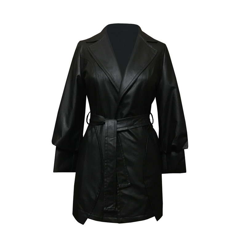 خرید و قیمت کت چرم زنانه مدل کمردار