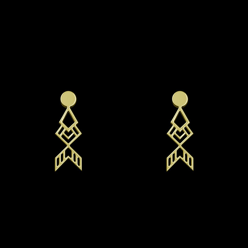 خرید و قیمت گوشواره طلا 18 عیار زنانه مدوپد مدل هندسی کد GA1-10525