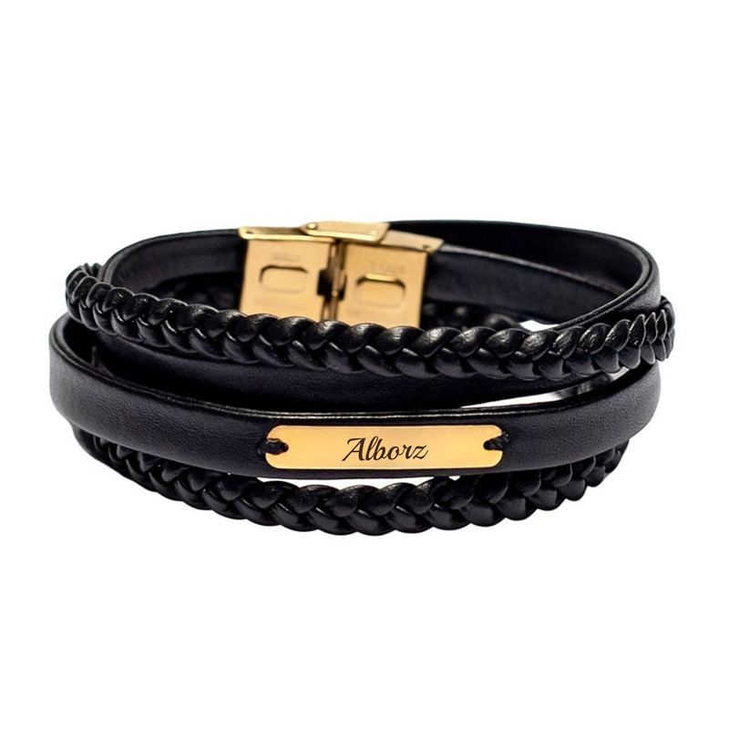 دستبند طلا 18 عیار مردانه لیردا مدل اسم البرز 30304