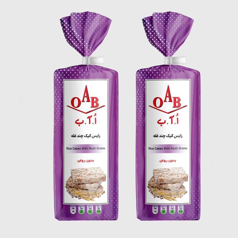 خرید و قیمت رایس کیک چند غله بدون روغن اُ آ ب - 100 گرم بسته 2 عددی