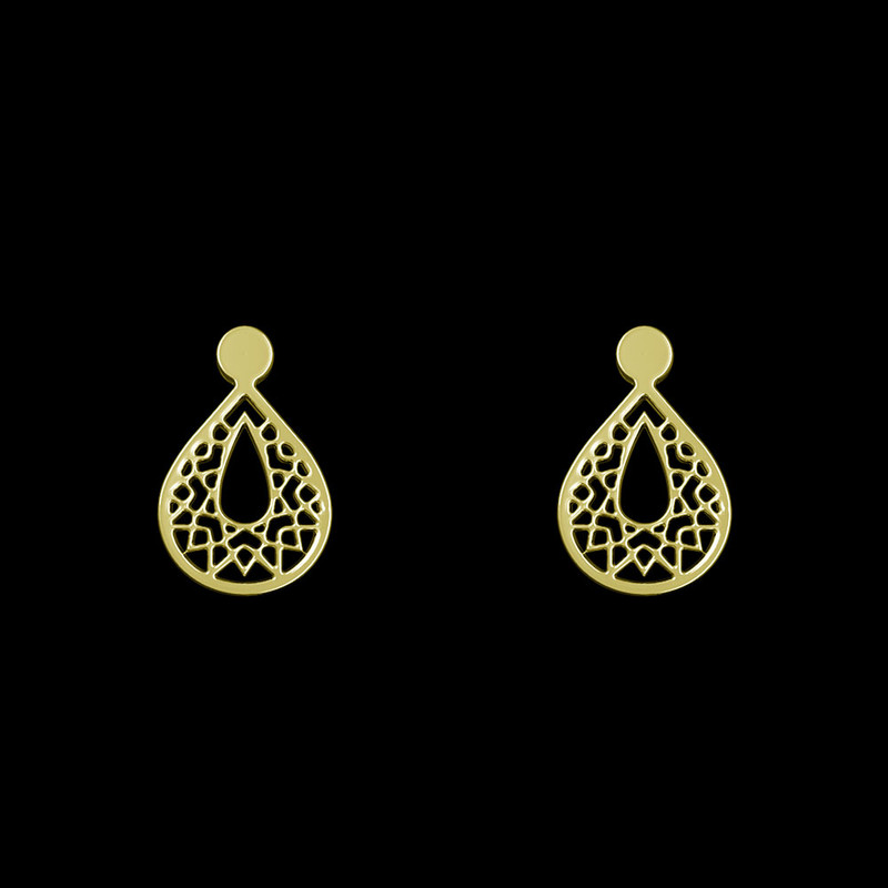 گوشواره طلا 18 عیار زنانه مدوپد مدل اشک اسلیمی کد GA1-10565