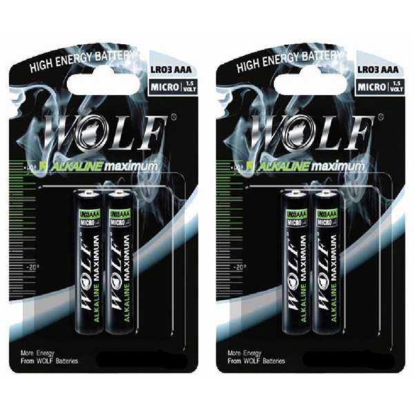 باتری نیم قلمی ولف مدل کارتی Alkaline مجموعه 4عددی
