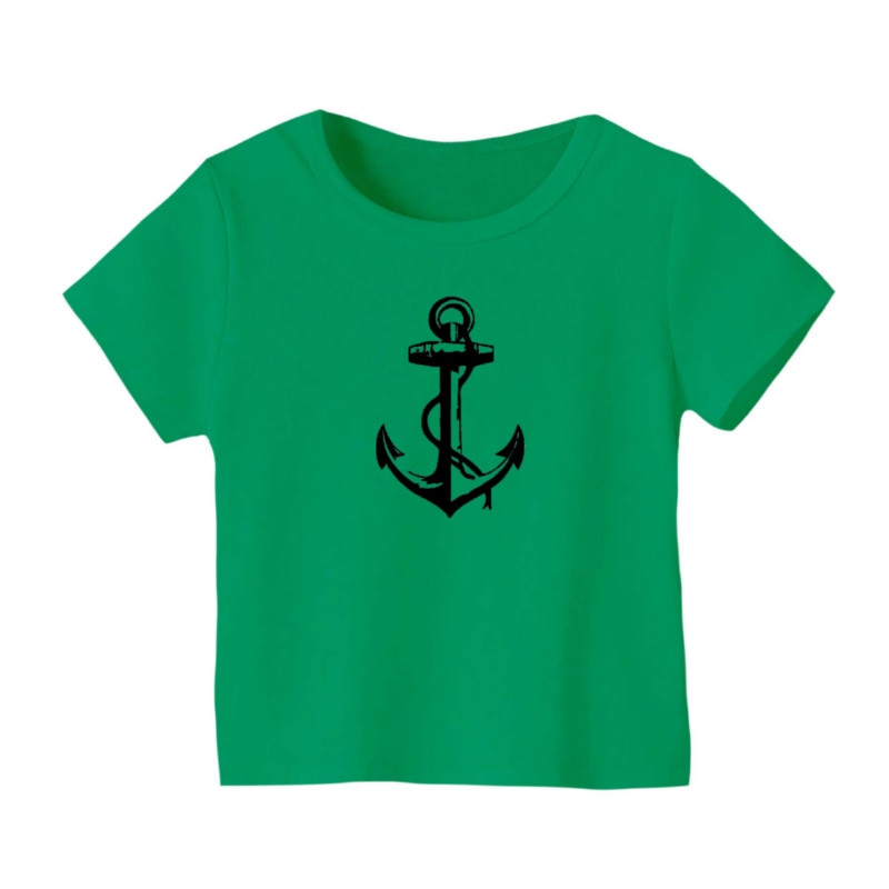 تی شرت آستین کوتاه بچگانه مدل لنگر کد۲ رنگ سبز