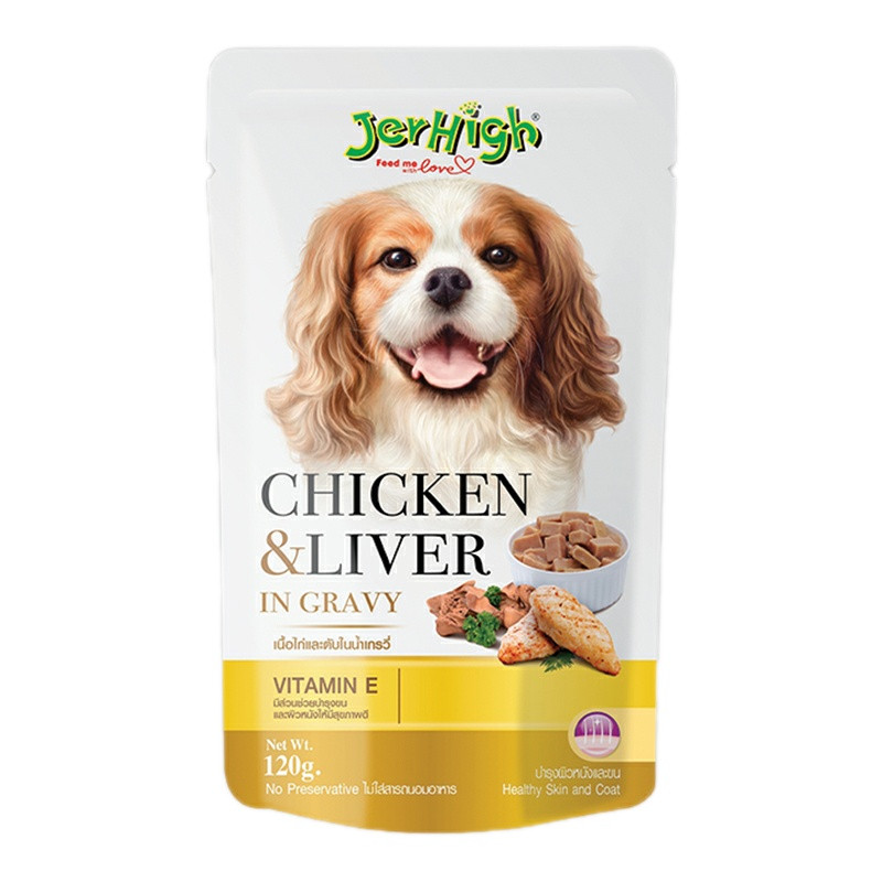 غذای پوچ سگ جرهای مدل Chicken & Liver In Gravy وزن 120 گرم
