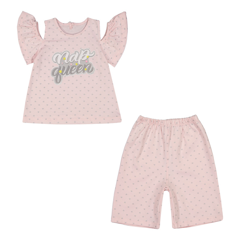 ست تی شرت آستین کوتاه و شلوارک دخترانه ناربن مدل 1521502 رنگ صورتی