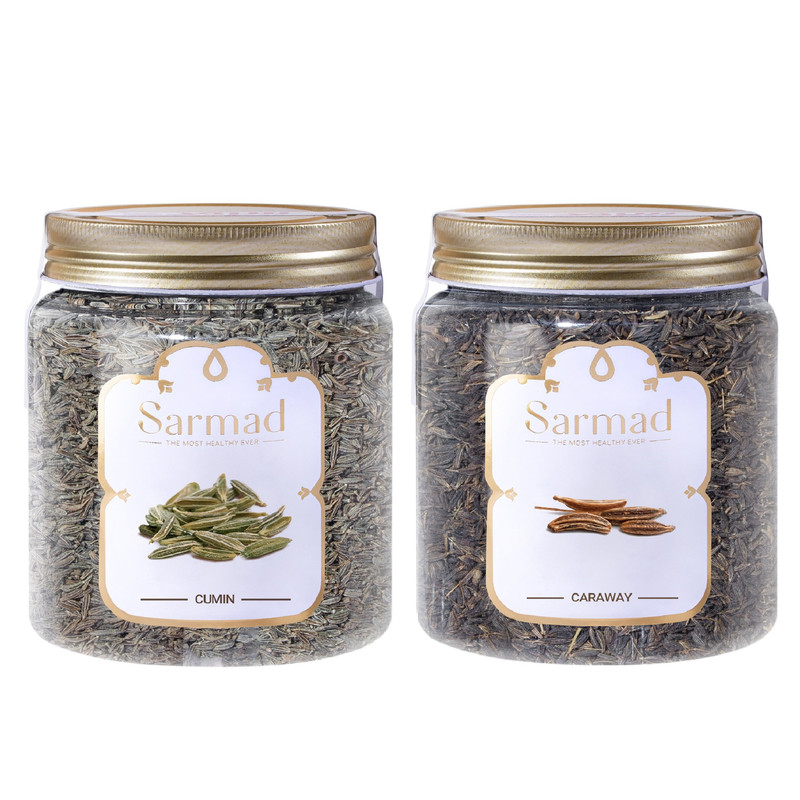 خرید و قیمت زیره سبز و زیره سیاه ممتاز سرمد - 250 گرم بسته 2 عددی