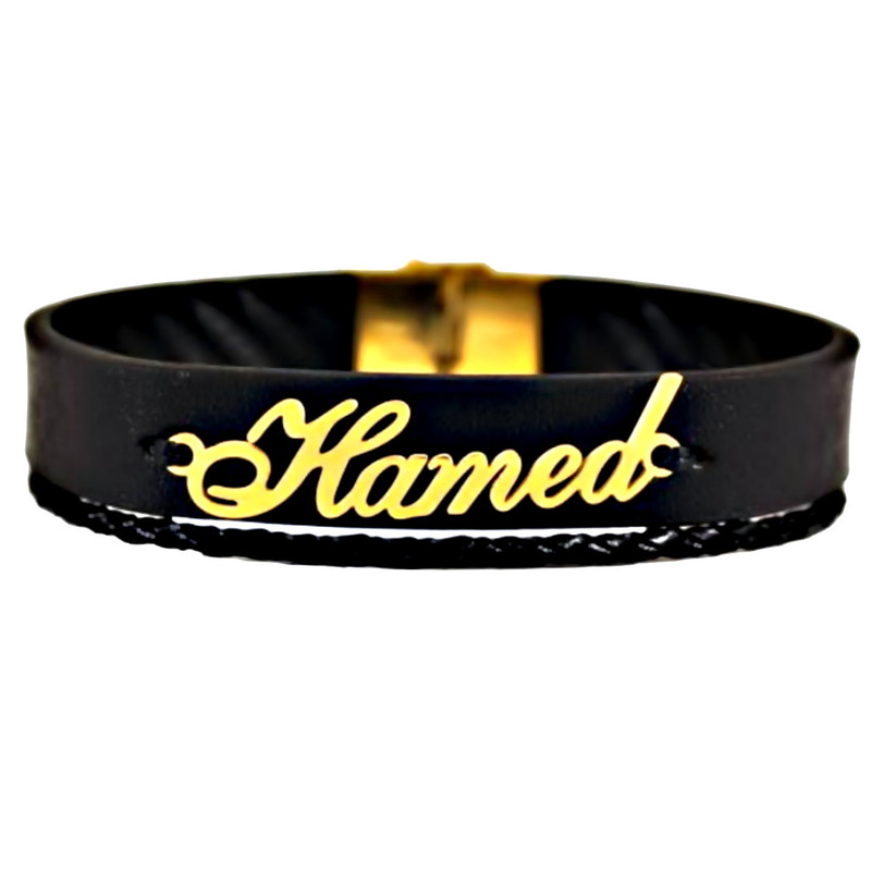 خرید و قیمت دستبند طلای 18 عیار مردانه مدل p2 طرح اسم حامد